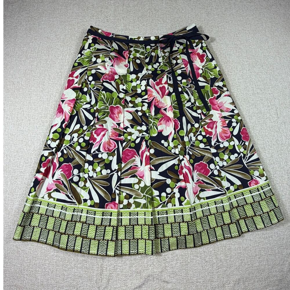 Talbots A Line Women 10 Pink Green Floral Summer Cottagecore Casual Skirt